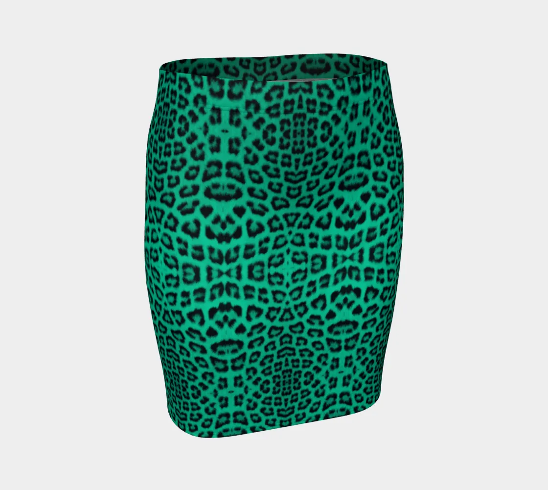 Leopard Mint Pencil Skirt