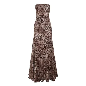 Leopard Print Tube Top Maxi Dress