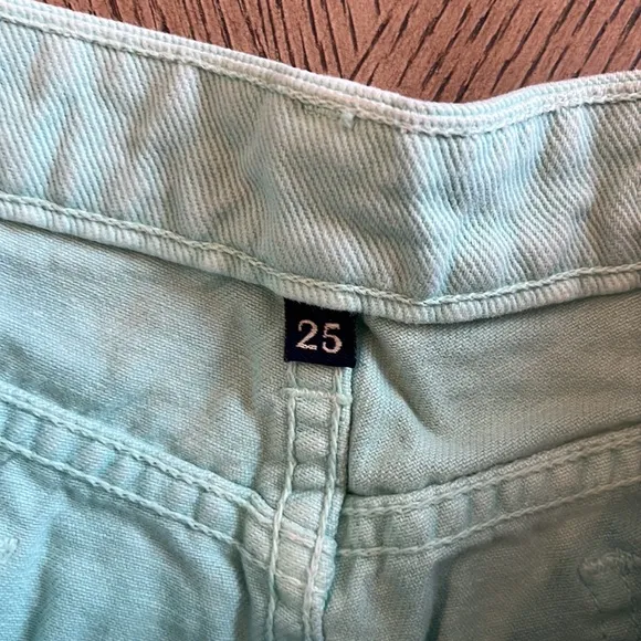 LF Carmar Distressed Denim Shorts Mint Green Size 25 EUC Women’s Denim Shorts