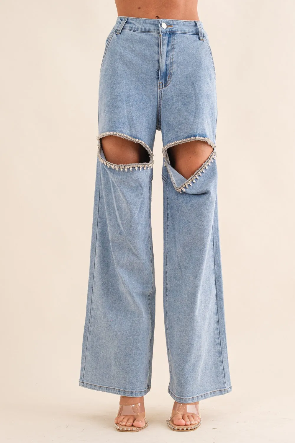Light Blue Cut Out Jeans