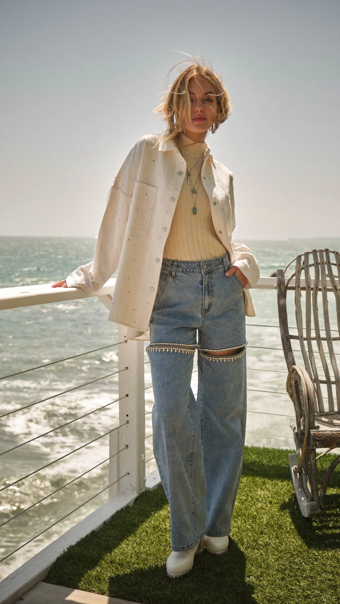 Light Blue Cut Out Jeans
