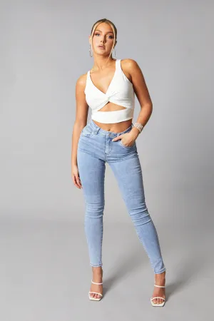 Light Blue High Waist Skinny Jeans - Nixi