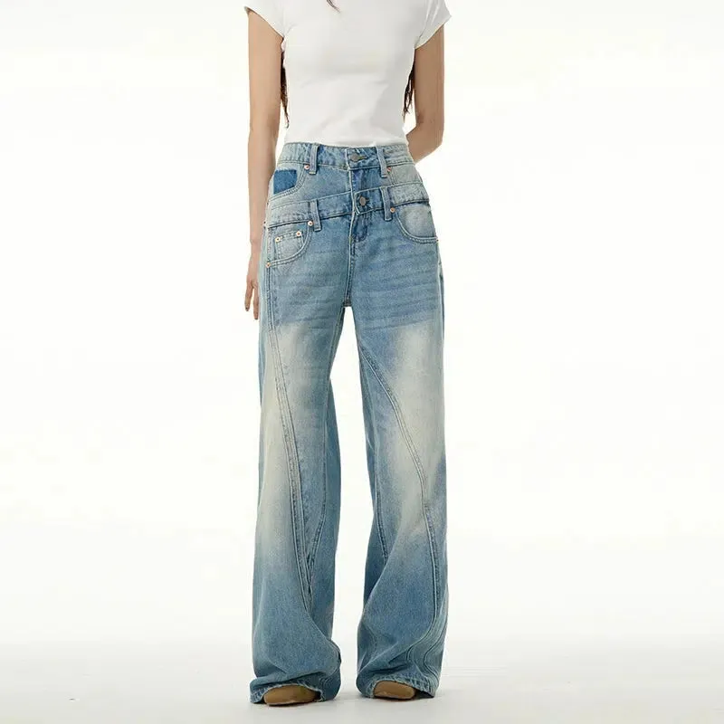 Light Blue High Waisted Wide Leg Jeans