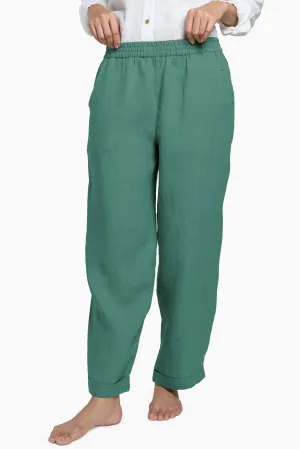Linen Jude Pant-Midnight Green
