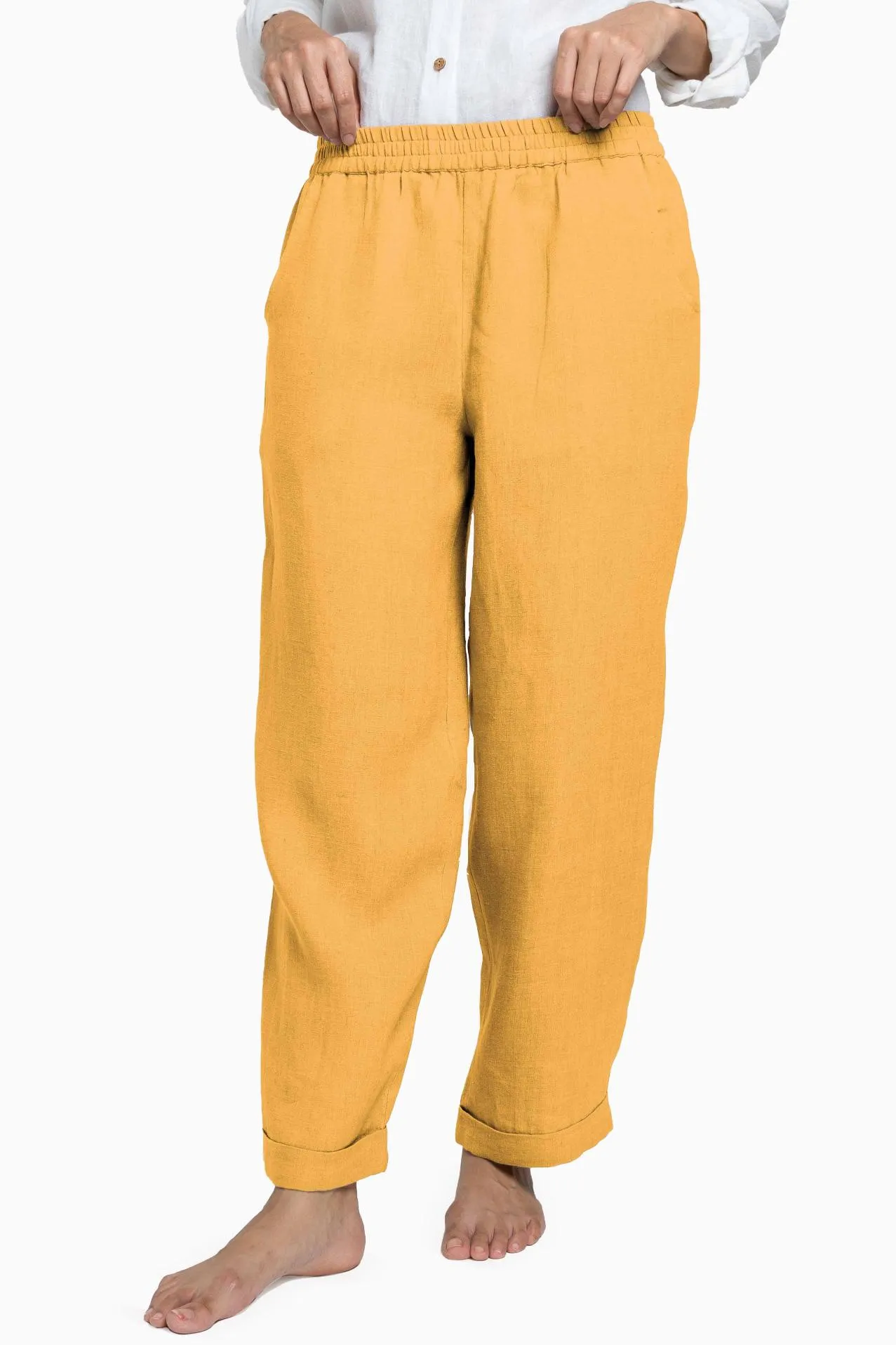 Linen Jude Pant-Midnight Green