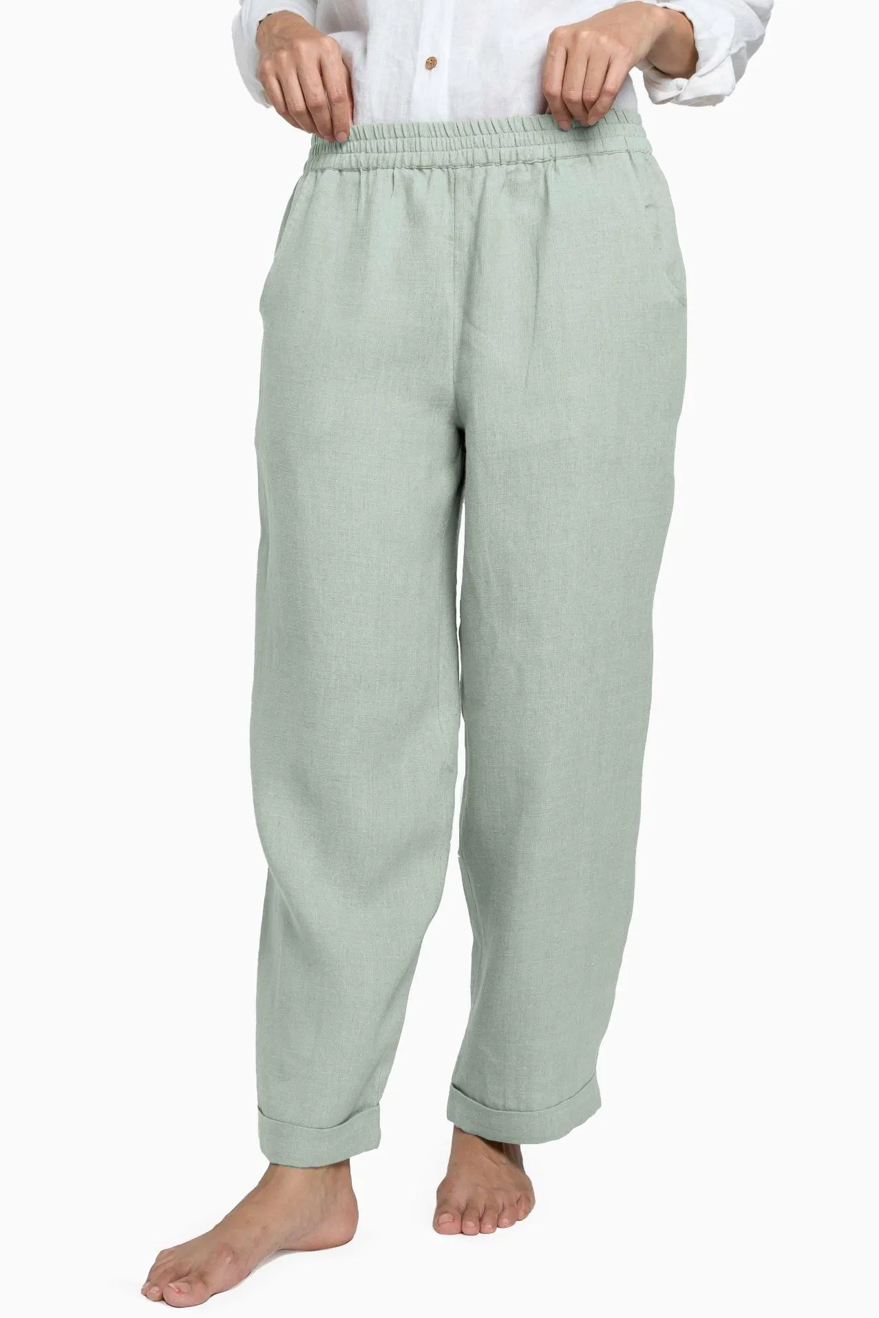Linen Jude Pant-Midnight Green