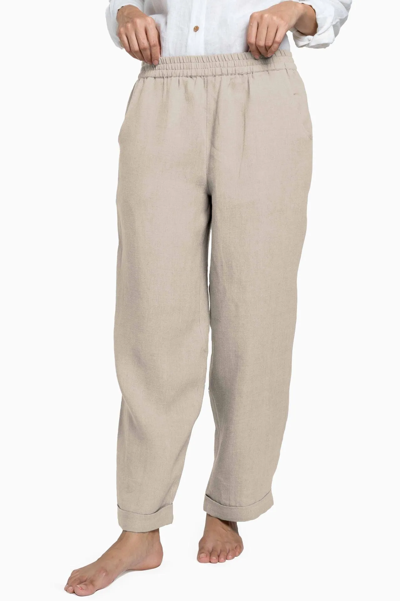 Linen Jude Pant-Midnight Green