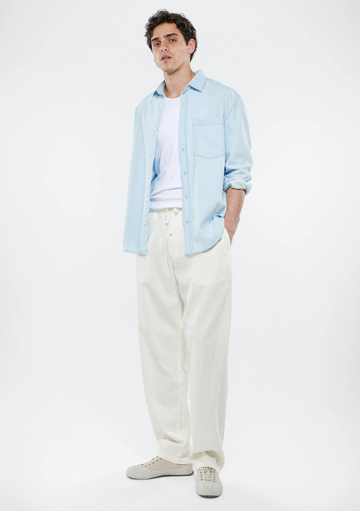 Linen Mix White Pants