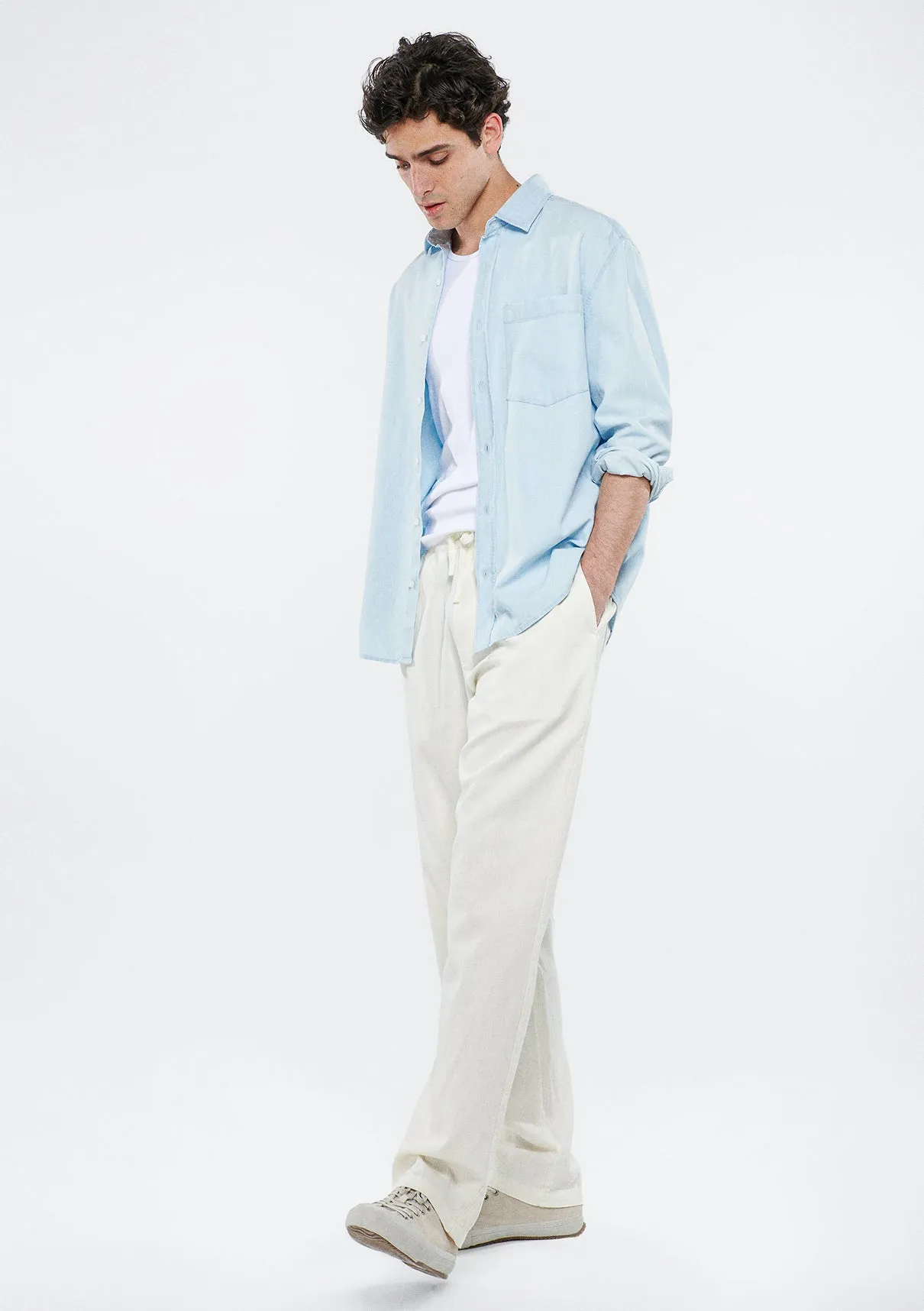 Linen Mix White Pants