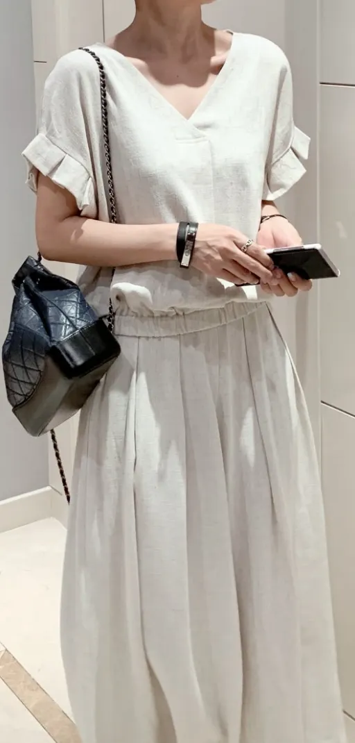 Linen Wide Skirt Pants