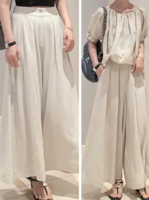 Linen Wide Skirt Pants