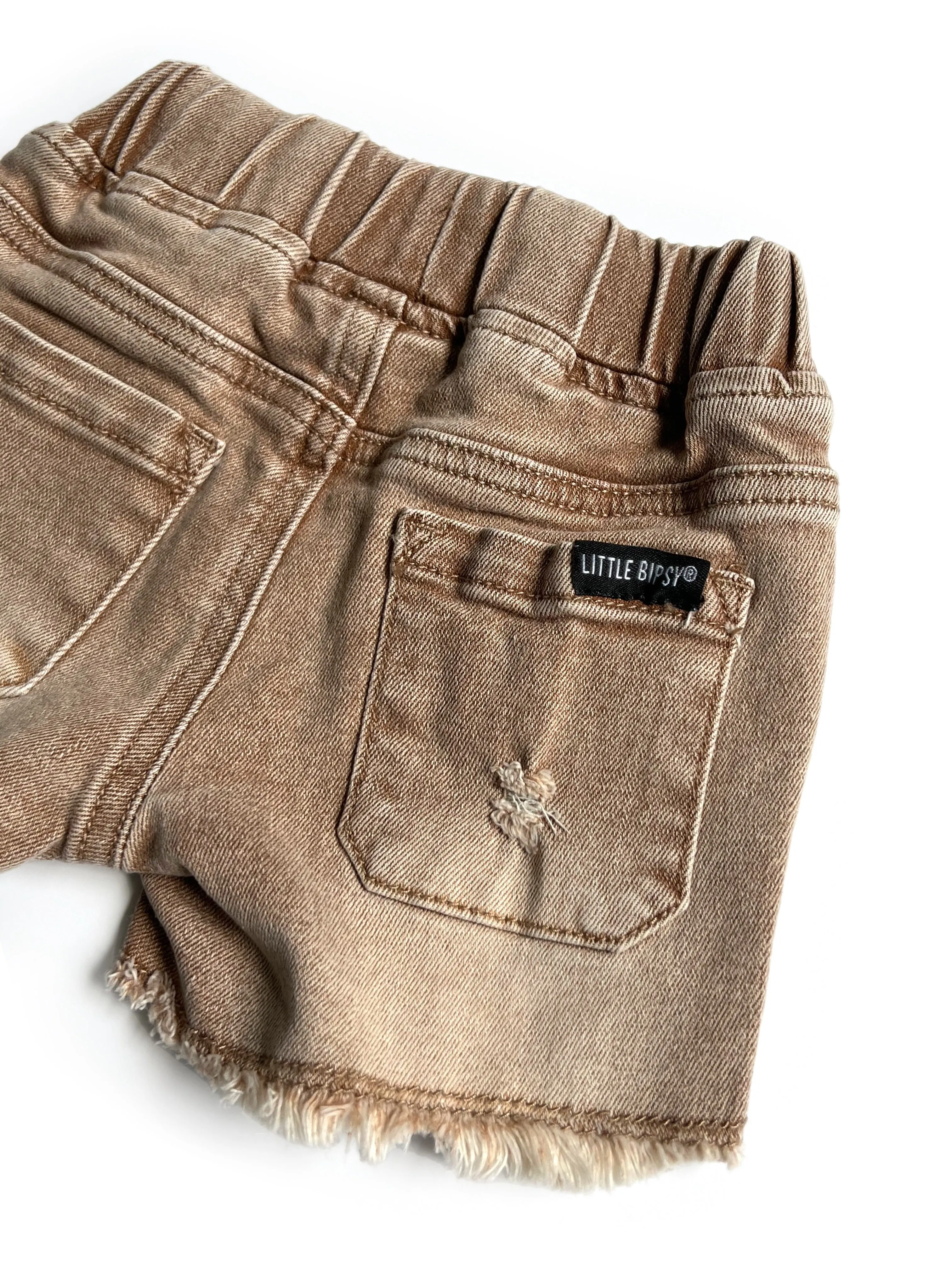 Little Bipsy Cut Off Denim Shorts - Camel Wash