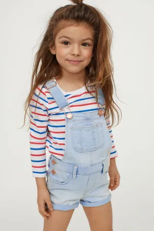 Little girls Preview Denim Bib Overall Shorts | Light denim blue Sz 12!