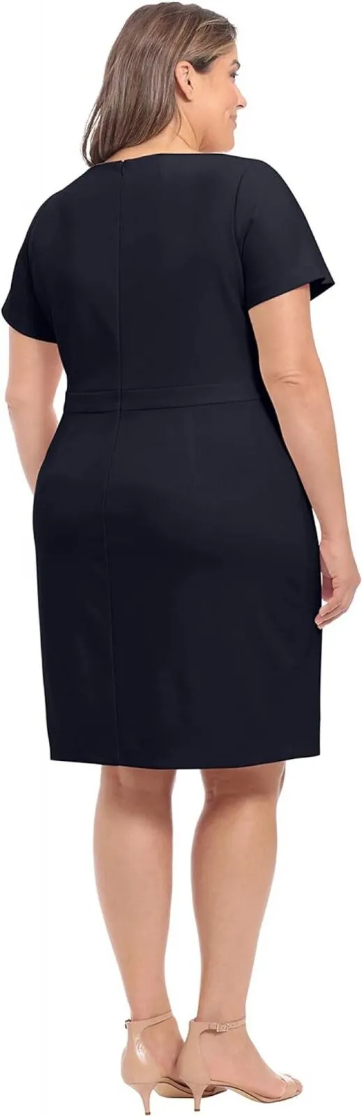 London Times Women's Plus Size Polished Sheath Dress T6600W Navy Blue 22W