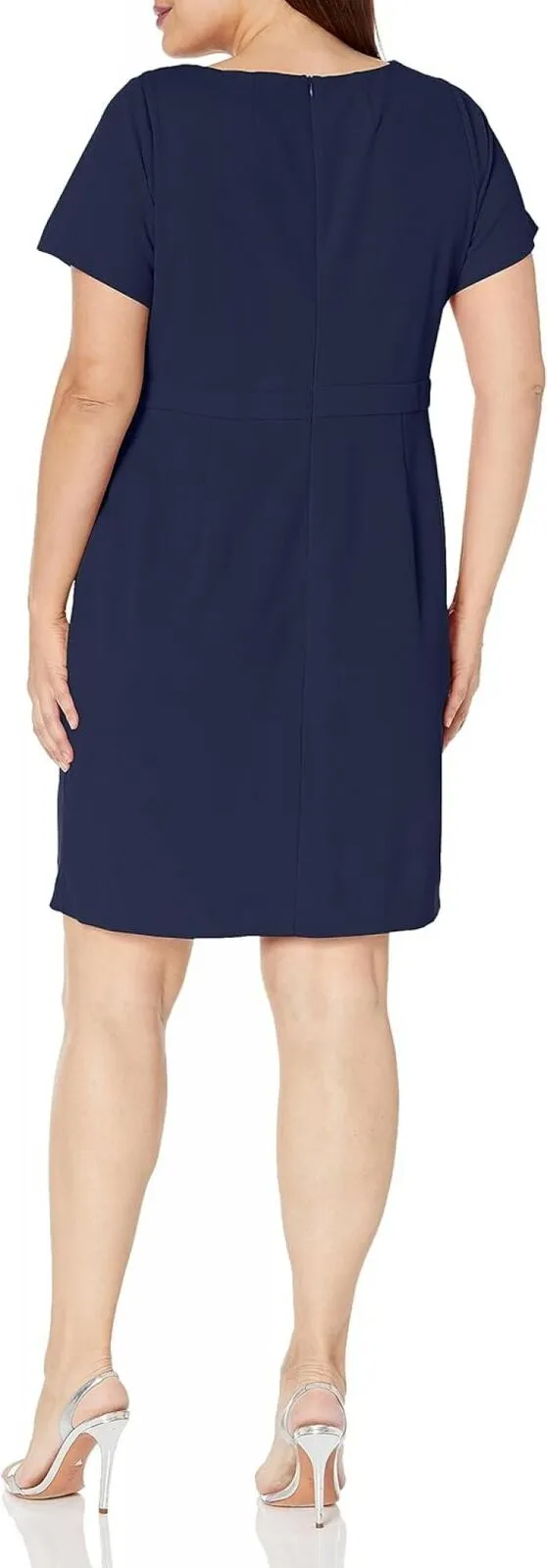 London Times Women's Plus Size Polished Sheath Dress T6600W Navy Blue 22W