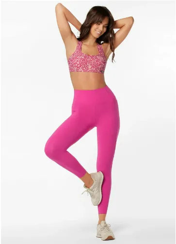 Lorna Jane Twist It No Chafe Pocket Ankle Biter Leggings - Bright Pink