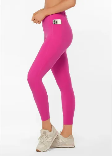 Lorna Jane Twist It No Chafe Pocket Ankle Biter Leggings - Bright Pink