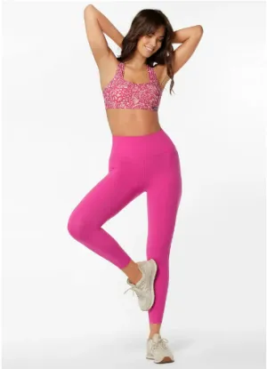 Lorna Jane Twist It No Chafe Pocket Ankle Biter Leggings - Bright Pink