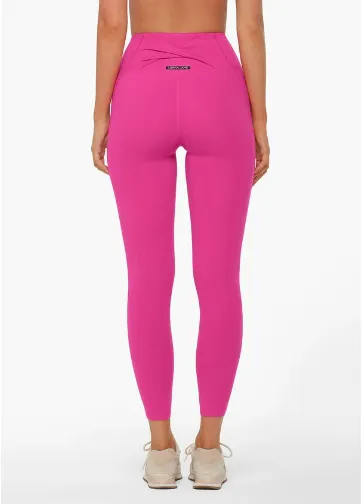 Lorna Jane Twist It No Chafe Pocket Ankle Biter Leggings - Bright Pink