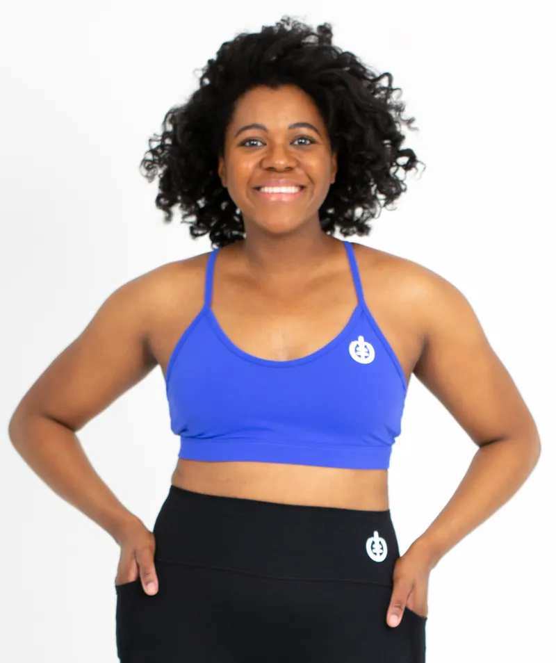 Low Impact V-Neck Sports Bra | Blue