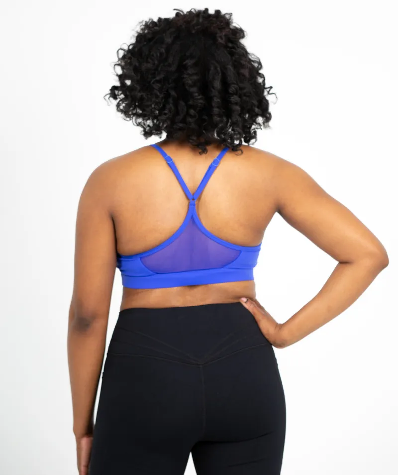 Low Impact V-Neck Sports Bra | Blue