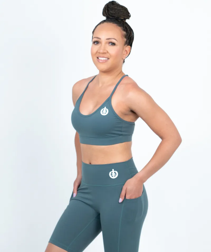Low Impact V-Neck Sports Bra | Jade