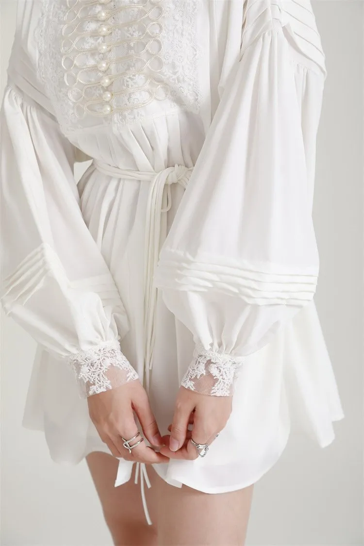 Luxury White Embroidery Fall Women Mini Dresses