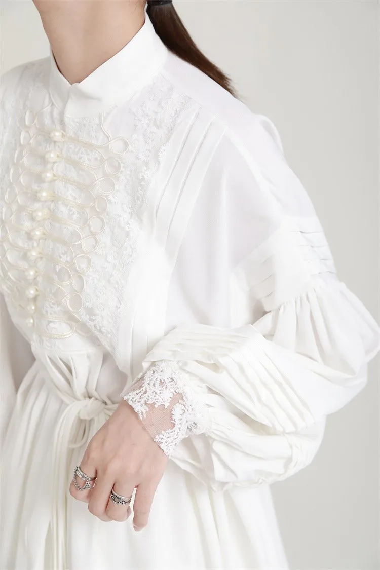 Luxury White Embroidery Fall Women Mini Dresses