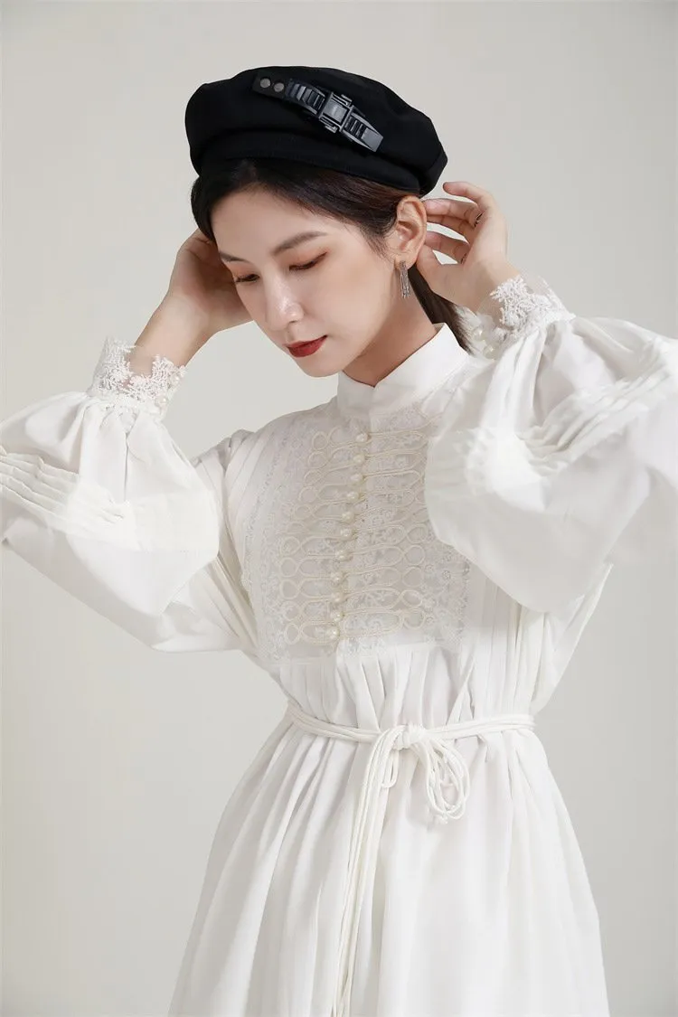 Luxury White Embroidery Fall Women Mini Dresses