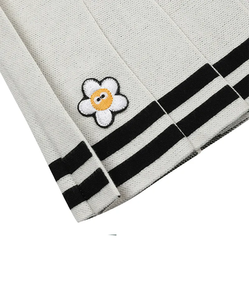 MACKY Golf: Knit Line Pleats Skirt - Ivory