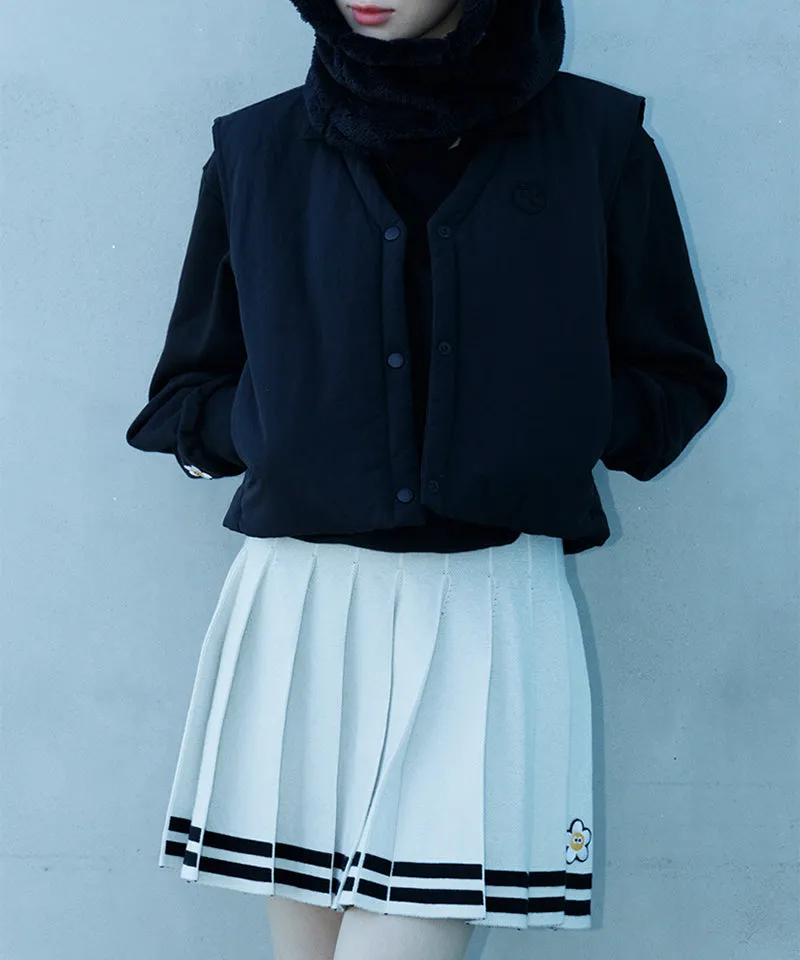 MACKY Golf: Knit Line Pleats Skirt - Ivory