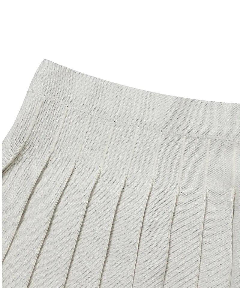 MACKY Golf: Knit Line Pleats Skirt - Ivory