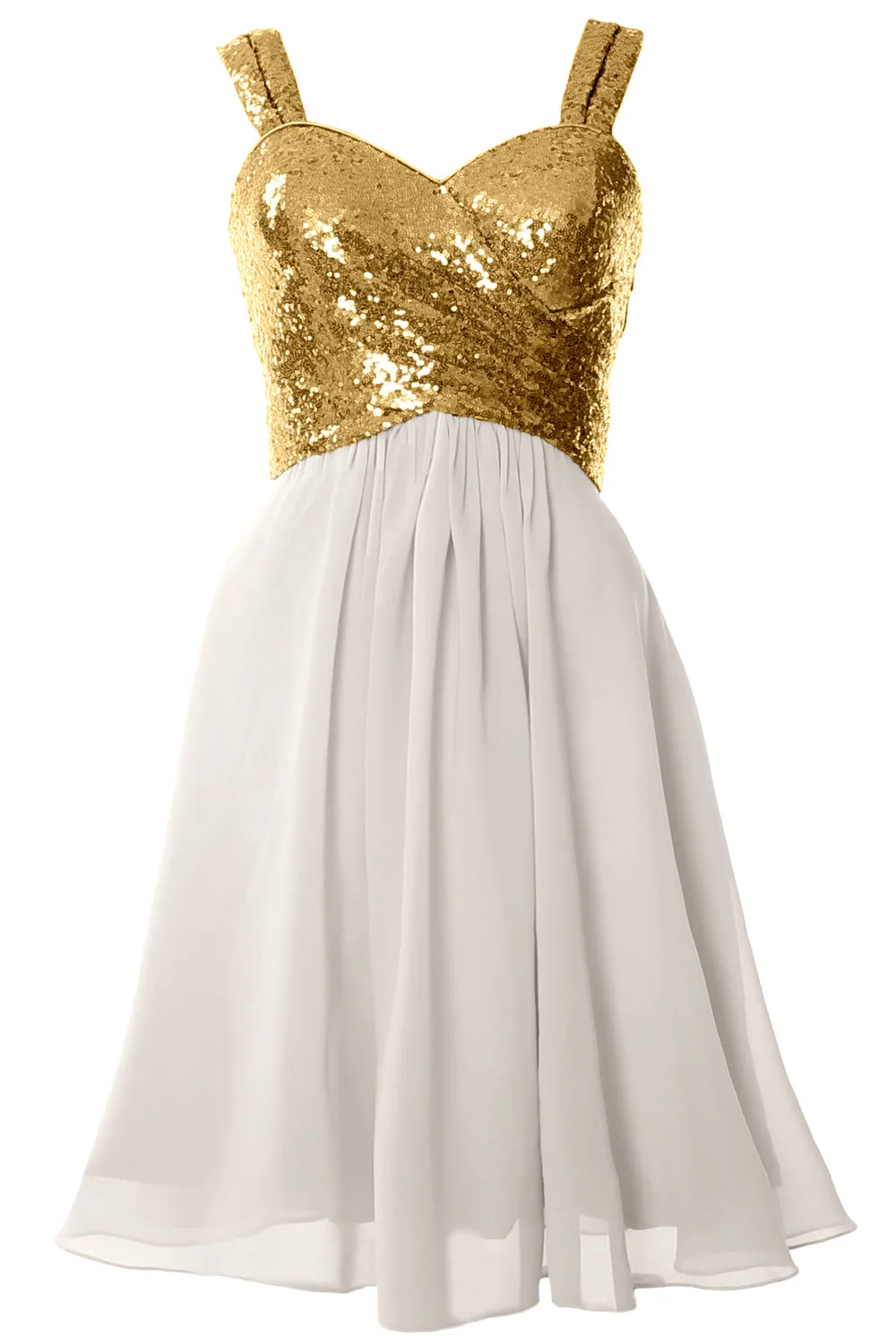 MACloth Gorgeous Sequin Short Bridesmaid Dress Cowl Back Cocktail Formal Gown