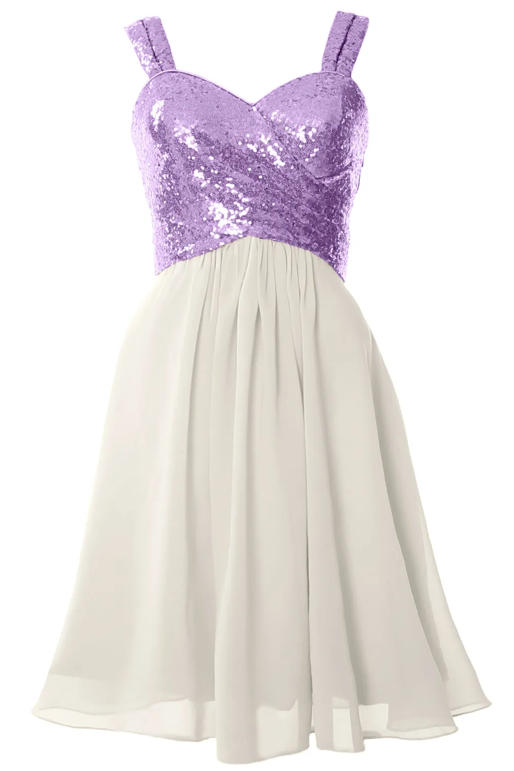 MACloth Gorgeous Sequin Short Bridesmaid Dress Cowl Back Cocktail Formal Gown