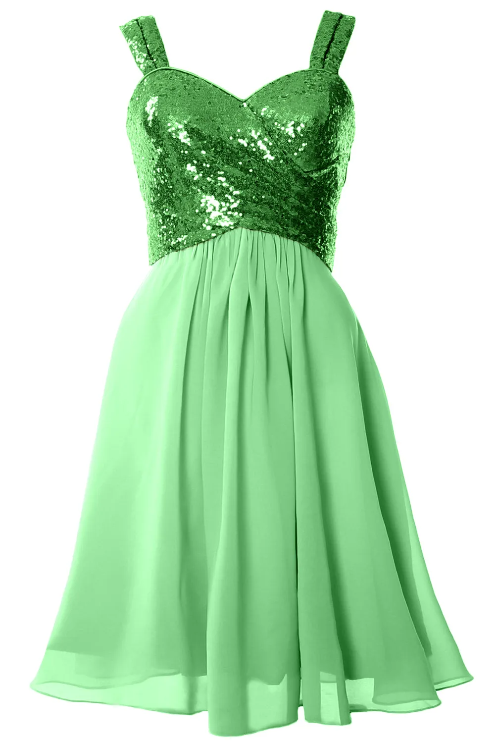 MACloth Gorgeous Sequin Short Bridesmaid Dress Cowl Back Cocktail Formal Gown