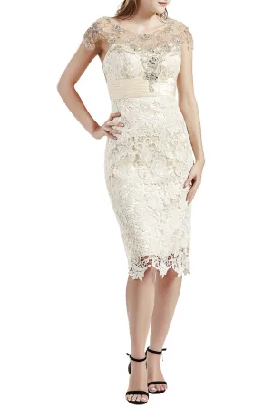 MACloth Women Short Lace Mother Bride Dresses Boat Neck Wedding Evening Attire