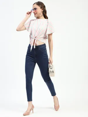 Madame Dark Blue Skinny Fit Cotton Jeans