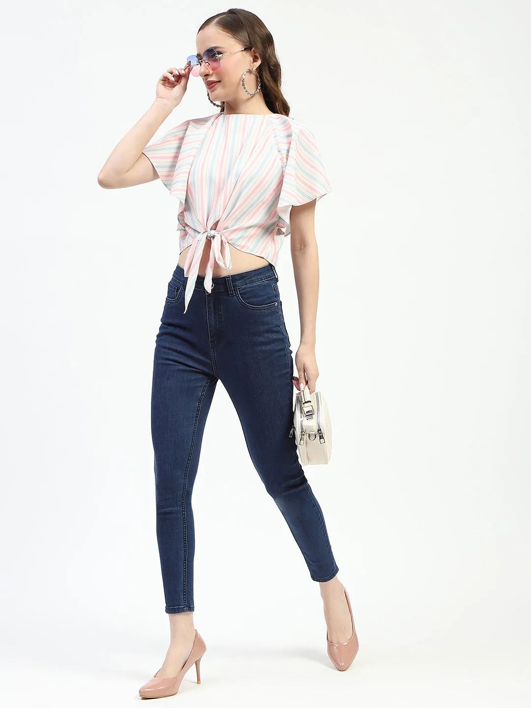 Madame Dark Blue Skinny Fit Cotton Jeans