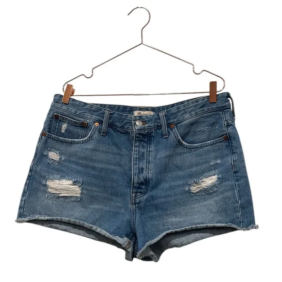 Madewell Relaxed Denim Shorts in Homecrest Wash Ripped Edition size 32