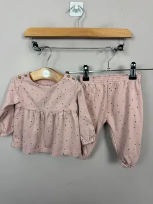 M&S pink spot coord set 3-6m