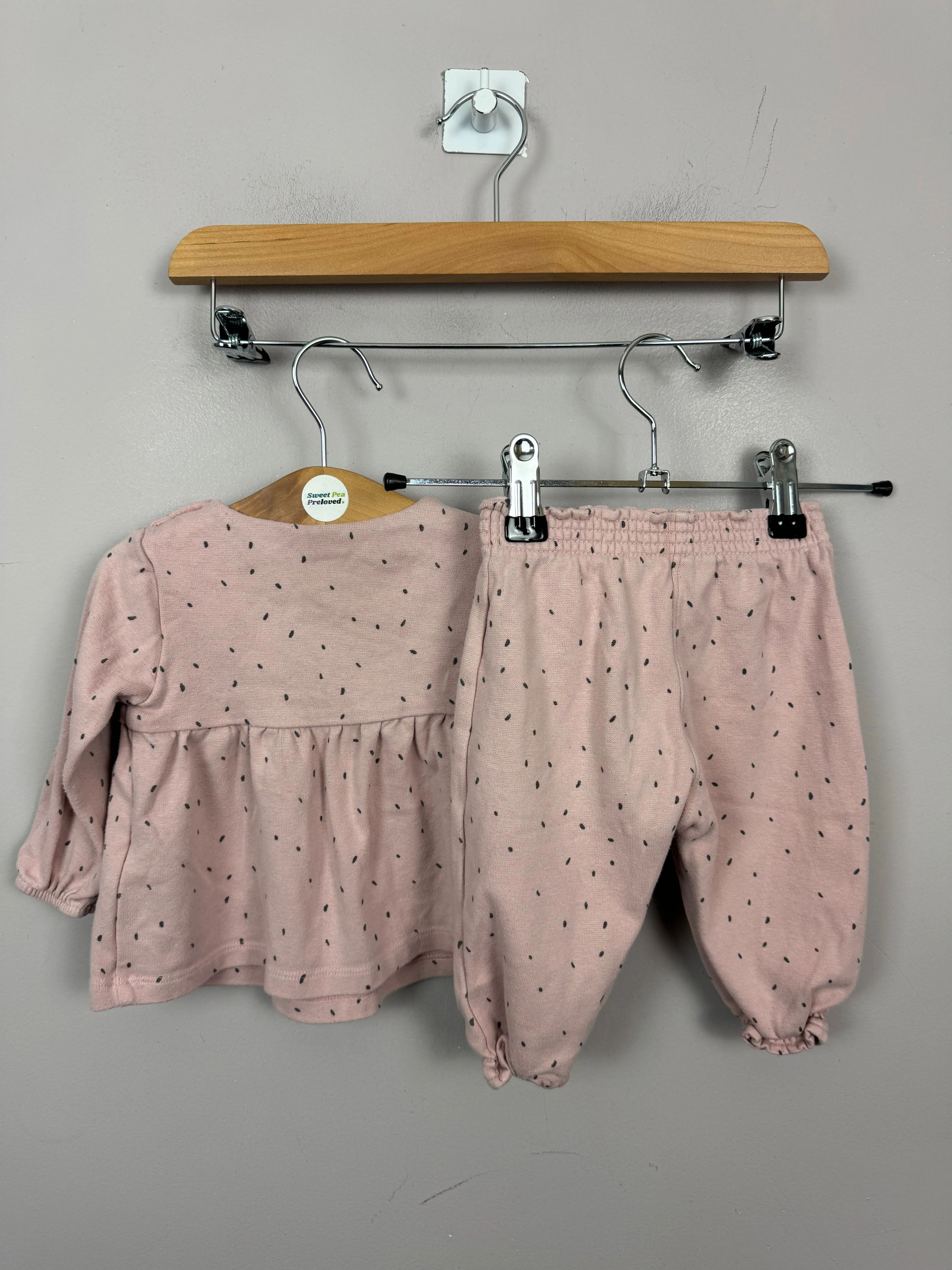 M&S pink spot coord set 3-6m
