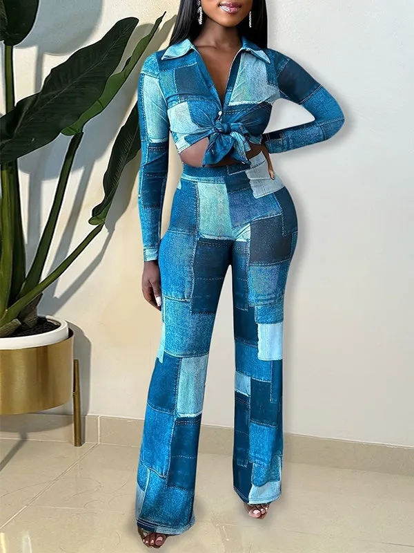 mangocouture Colorblock Shirt & Pants Set
