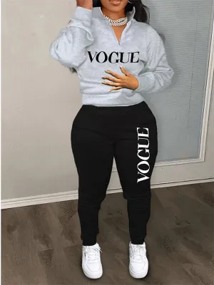 Mangocouture Printed Zip-Front Sweatshirt & Pants Set