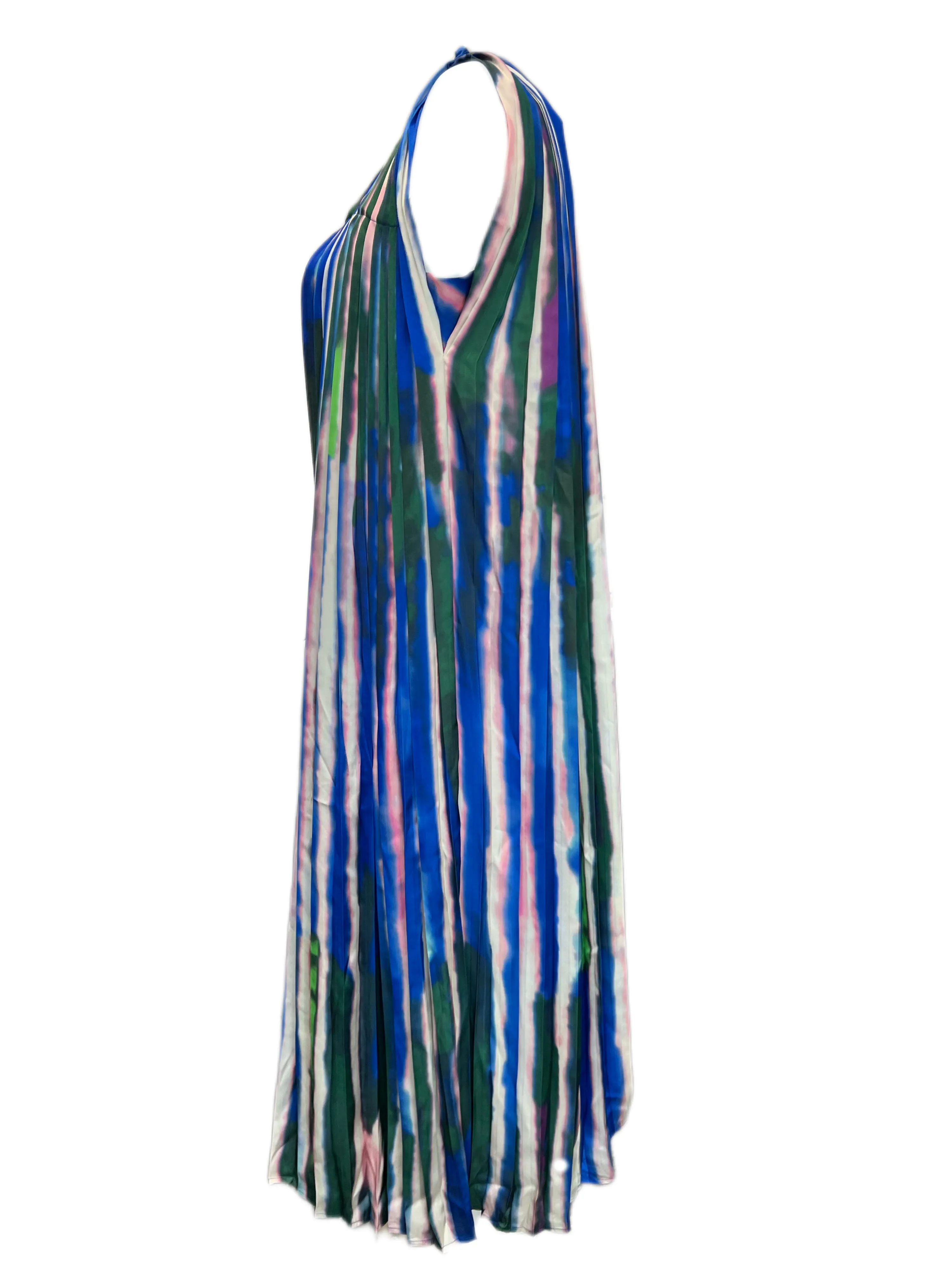Marina Rinaldi Women's Multicolored Depliant Pleated Maxi Dress NWT