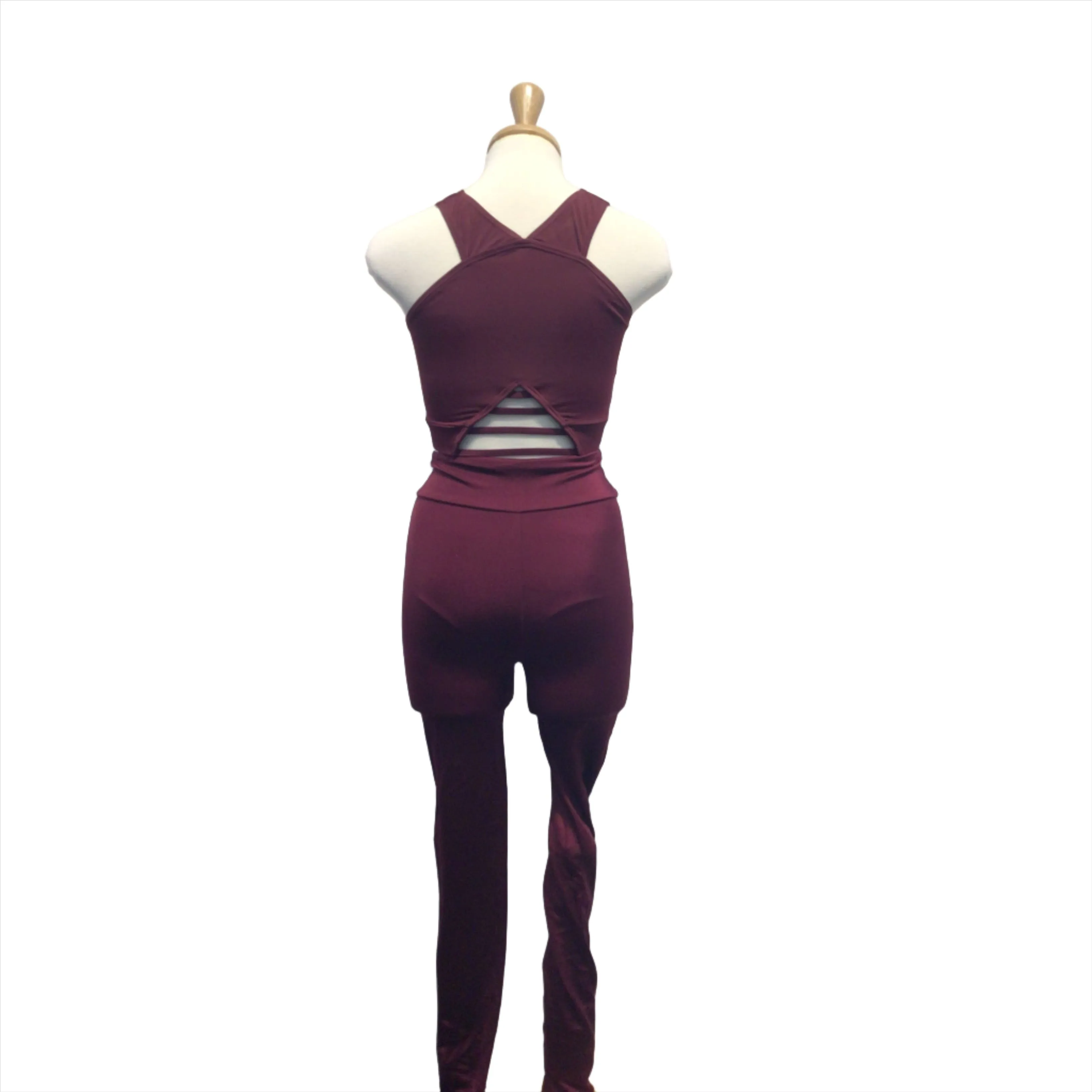 Maroon Leggings with Sports Top