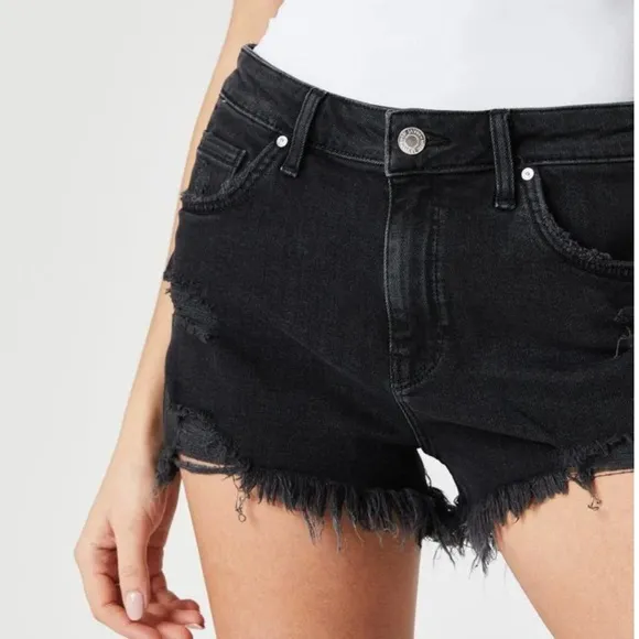 Mavi Rosie Boyfriend Shorts High Rise Smoke Ripped 90s Black Denim Shorts 28