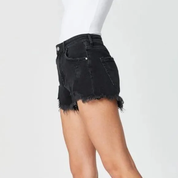 Mavi Rosie Boyfriend Shorts High Rise Smoke Ripped 90s Black Denim Shorts 28