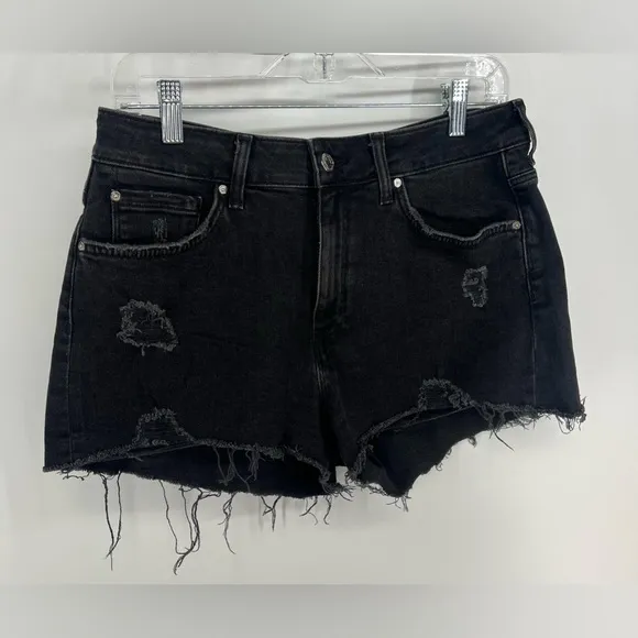 Mavi Rosie Boyfriend Shorts High Rise Smoke Ripped 90s Black Denim Shorts 28