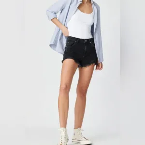 Mavi Rosie Boyfriend Shorts High Rise Smoke Ripped 90s Black Denim Shorts 28