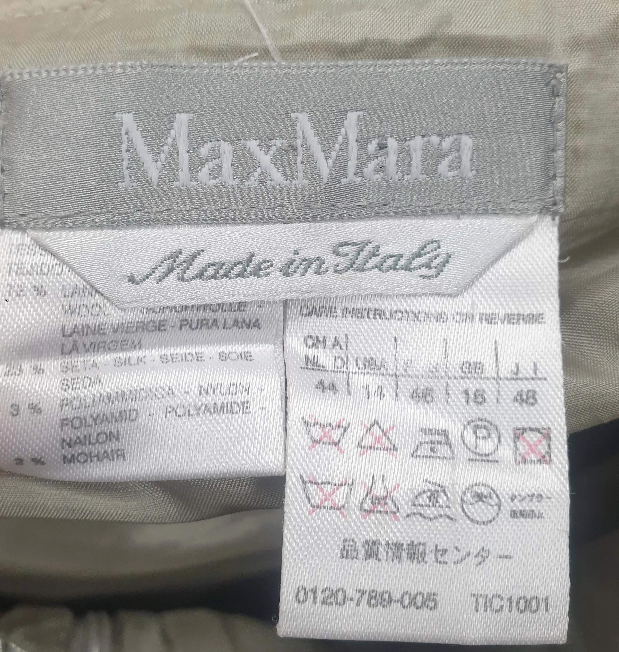Max Mara grey wool silk mix pencil skirt size UK 16